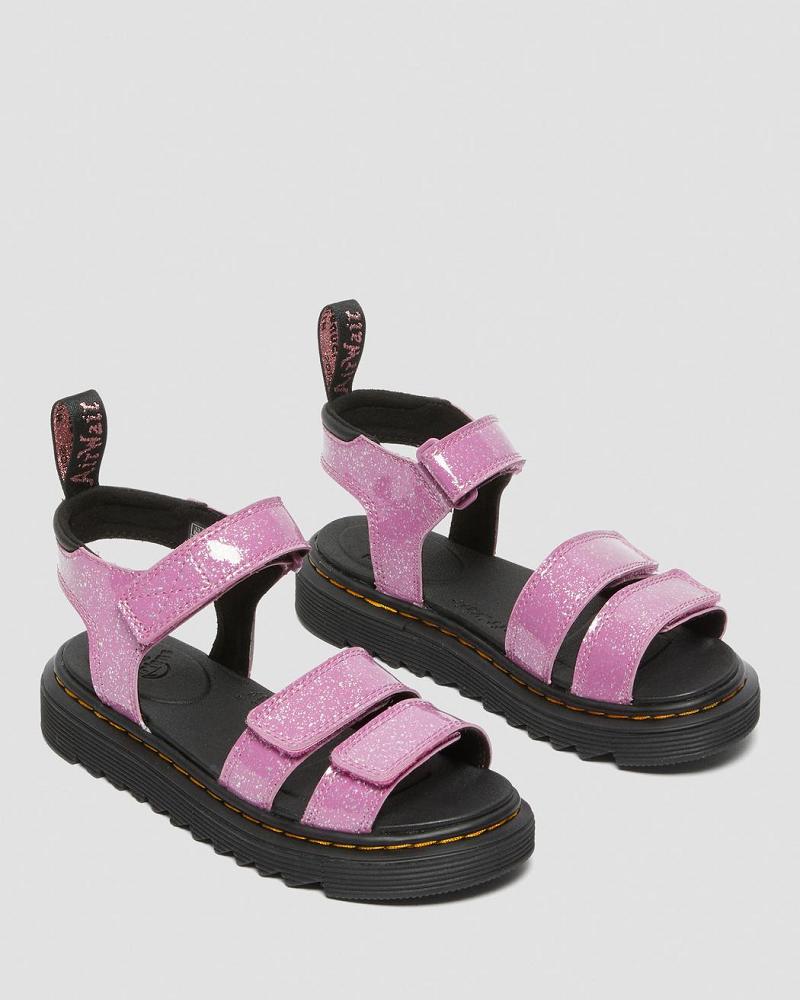 Pink Kids' Dr Martens Junior Klaire Glitter Sandals | CA 717BEX